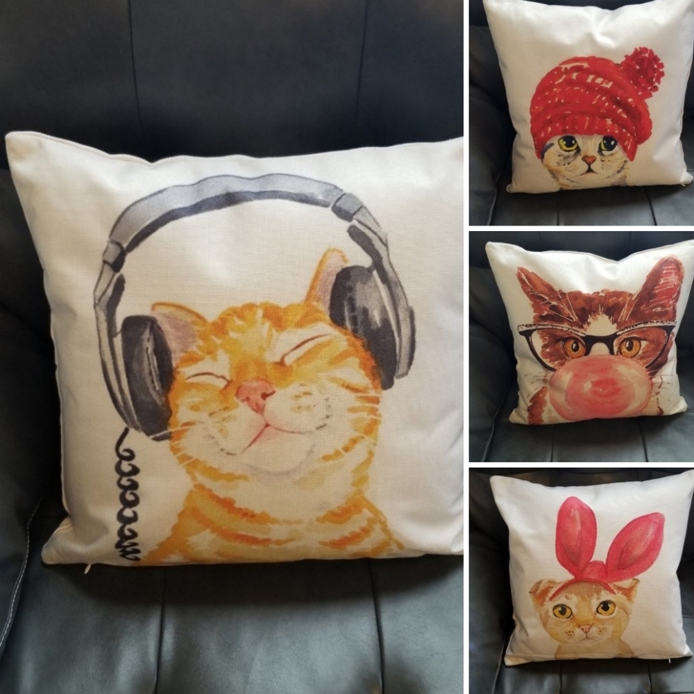 😺4pc Cat Pillow Shams😺